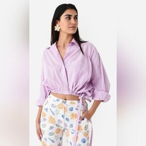 Citizens Of Humanity Lilac Drawstring Cropped Shirt